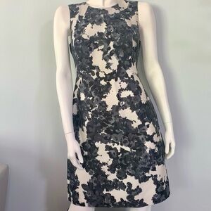 ❤️Kate Spade Black / Gray Floral Print / Sleeveless Silk Sheath Dress / Size 8